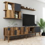 Hanah Home Madrid - Mueble de TV y Estantes de Pared Nogal y Antracita